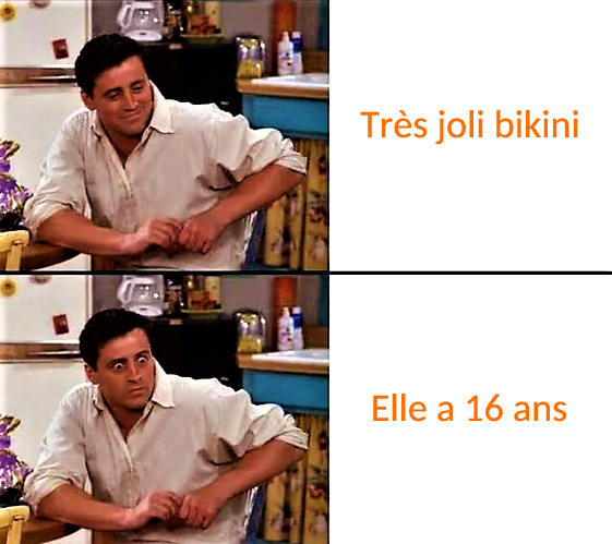 meme de joey content puis surpris