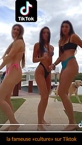 3 filles qui dansent en bikini sur une trends tiktok